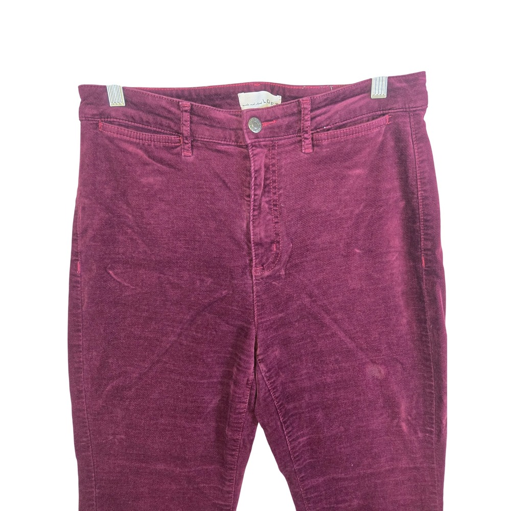 LOFT Womens 8 29 Burgundy Corduroy High Rise Flare Pants Boho Retro Fall